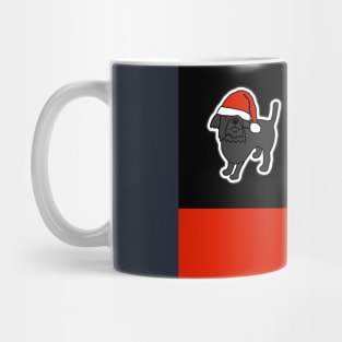 Santa Christmas Dogs on Red White and Black Mug